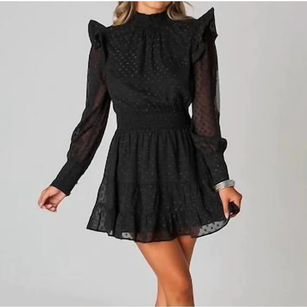 Buddy love tally elastic waste mini dress in quartz black XS